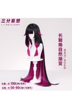 1/3 Delusion Genshin Impact Columbina Black Rose Pink Highlighted Cosplay Wig